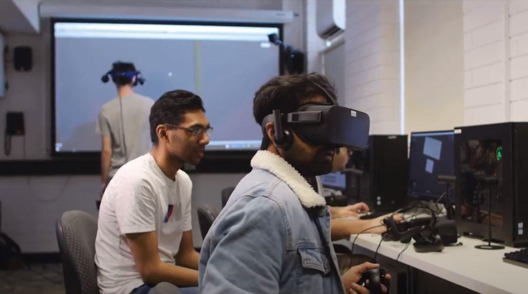 Students in a VR lab